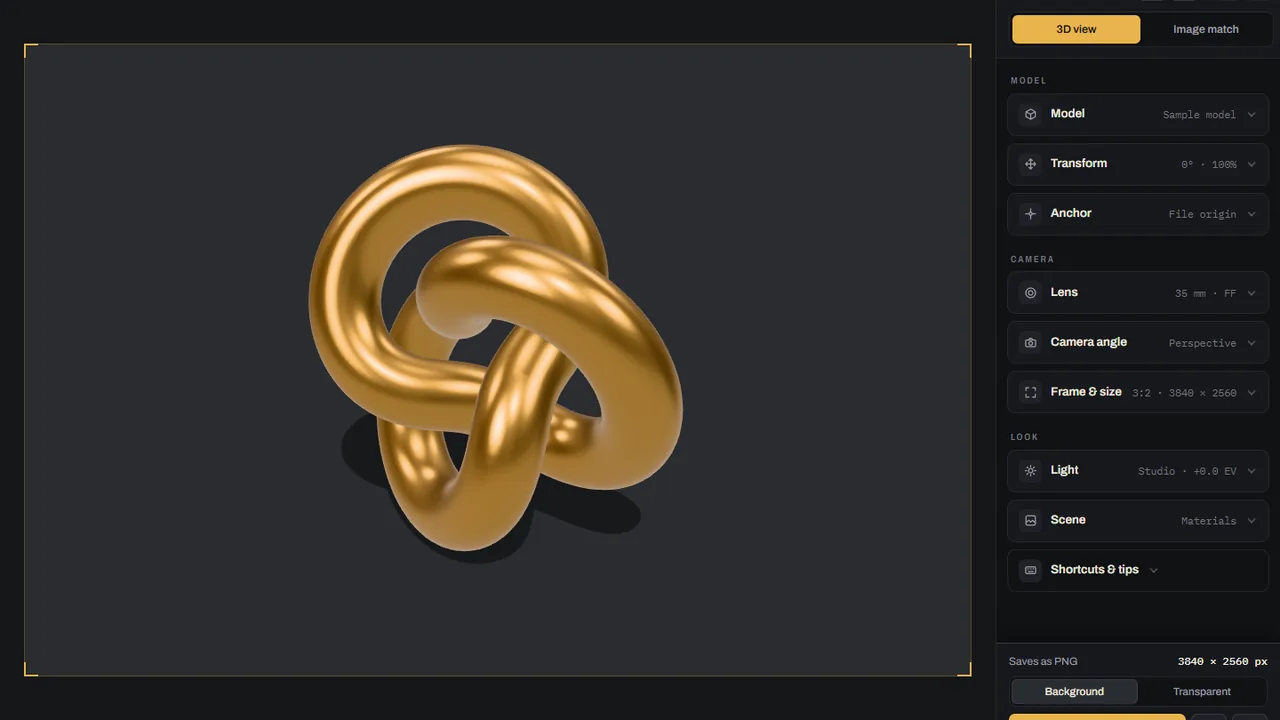Lensbench: a gold knot framed through a 35 mm lens